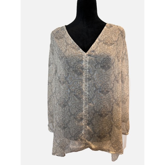 Saint TROPEZ WEST cream blouse with a lovely flower  print.l size XL - Picture 1 of 6